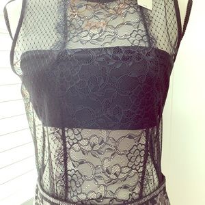 Express Mock Neck Lace Top